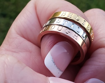 Personalized Ring · Custom Ring · Stack Ring · Personalize Ring For Women · Customize · Word · Roman Numeral · Name Date · Rose Silver Gold