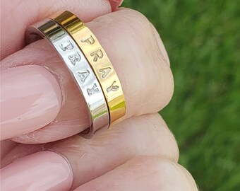 Pray Ring · Christian Ring · Pray Rose Ring · Pray Gold Ring · Pray Silver Ring · Religious Jewelry · Christian Ring · Baptism Gift · Pray