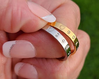 Anillo con número de placa de policía personalizado • Joyería Thin Blue Line