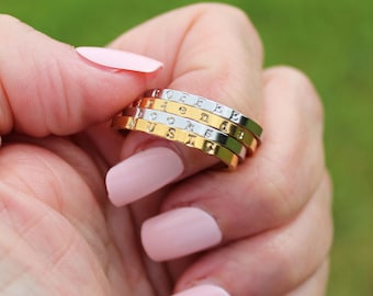 Custom Zip Code Ring · Gold or Silver Hometown Band · Personalized Area Code Jewelry · Dainty Stacking Ring · Going Away Gift Ring Jewelry