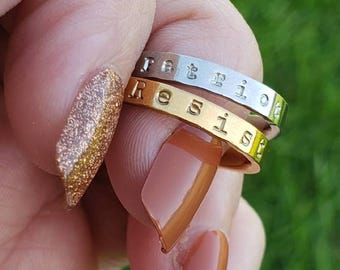 Personalized Stamped Ring • Custom Name, Date, Word