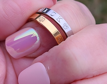 Hand Stamped Pet Memorial Ring, Stainless Steel Remembrance Gift