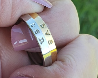 Custom Name Stacking Ring • Hand Stamped Stainless Steel, 3mm