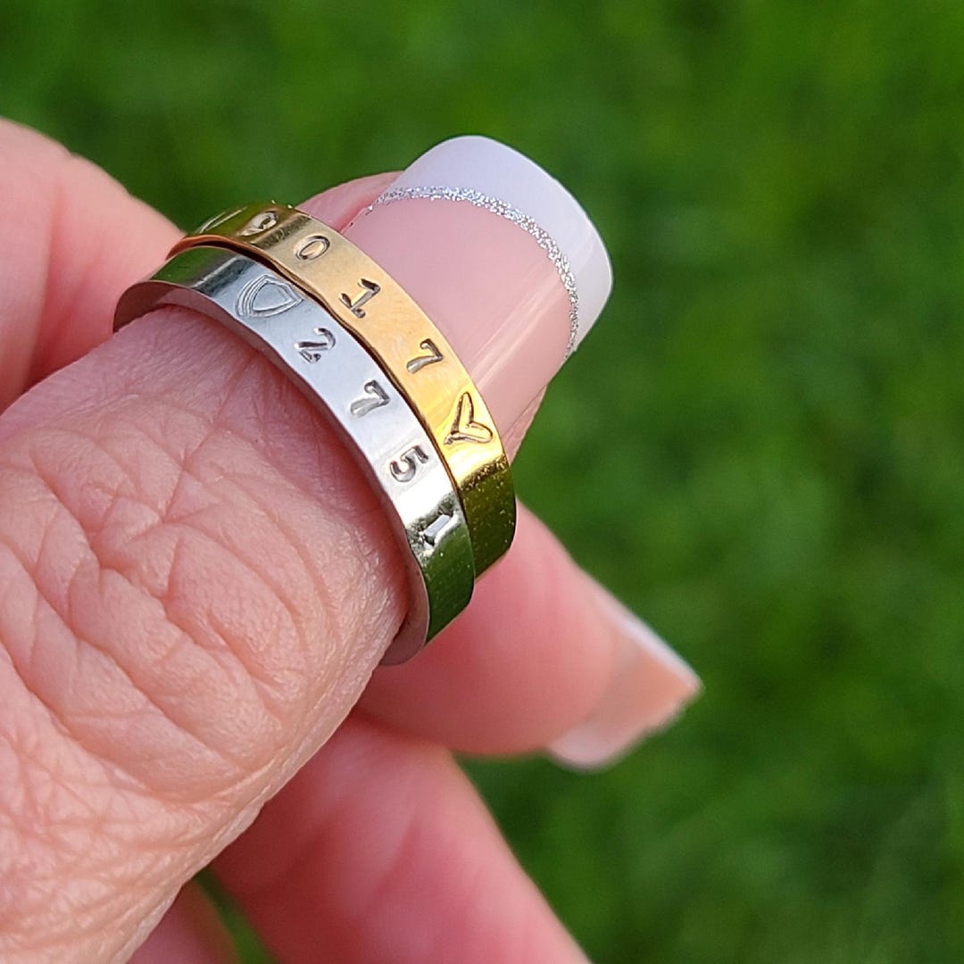 Personalized Police Badge Ring • Thin Blue Line, Custom Number - Etsy