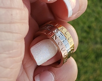 Custom Stacking Ring: Personalized Name, Stainless Steel, Memorial Jewelry