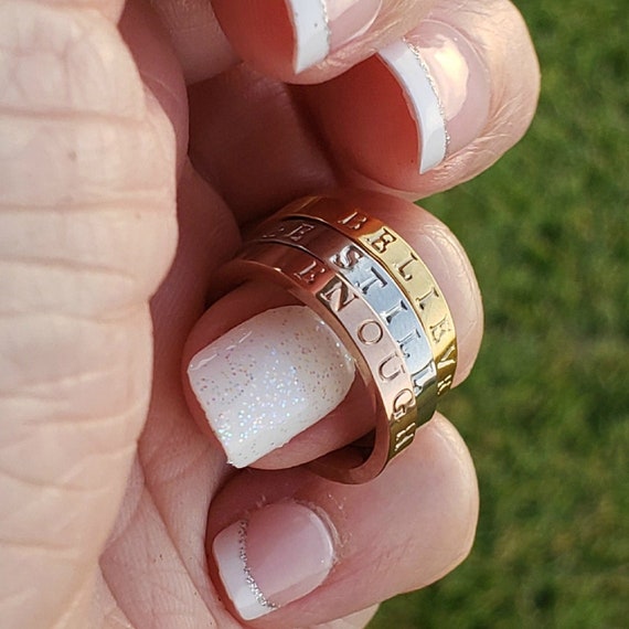 Custom Stacking Ring: Personalized Name, Stainless Steel, Memorial Jewelry