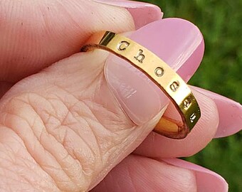 Chosen Ring - Hand Stamped 3mm Stainless Steel Stacking Band