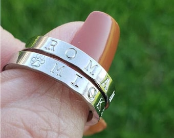 Personalized Stainless Steel Stacking Ring: Engraved Name, Word, Date