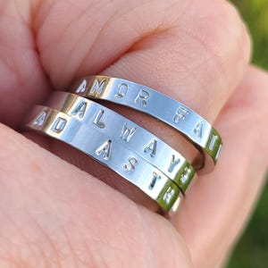 Personalized Latin Phrase Ring - Hand Stamped 3mm Stainless Steel Band