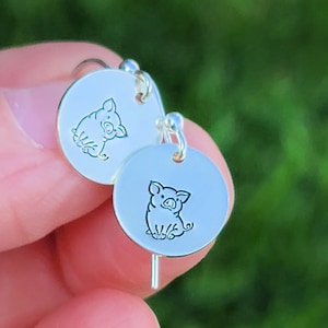 Piglet Earrings · Pig Earrings · Pig Jewelry · Farm Jewelry · Homestead Jewelry · Cottagecore Jewelry · Sterling Silver Earrings · Dainty