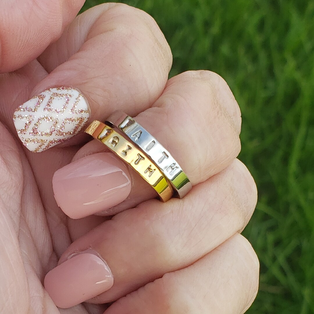 Faith Ring Christian Ring Faith Rose Ring Faith Gold Etsy
