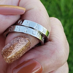 Word Of Year Create Your Own Ring 3 mm Personalized Hand Stamped Ring Rose Gold Silver Ring Custom Ring Stackable Ring Promise Ring