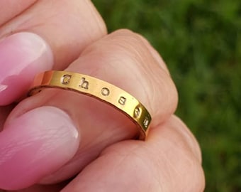 Engraved Stainless Steel Ring • Personalized Name Ring, Stackable