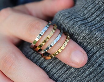 Custom Initial Ring · Gold or Silver Letter Band · Personalized Name Jewelry · Dainty Stacking Ring · Bridesmaid Gift · Monogram Ring Her