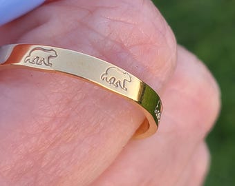 Anillo de oso - Joyería para amantes de los osos, anillo apilable de oro y plata.