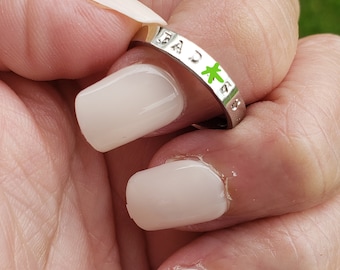 Hand Stamped Stainless Steel Ring, Personalized Mantra Ring