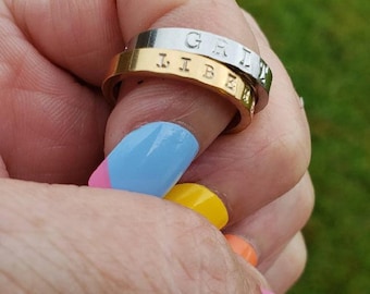 Personalized Stacking Ring, Custom Engraved Stainless Steel