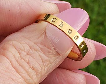 Personalized Faith Jewelry - Custom Bible Verse 3mm Waterproof Stacking Ring
