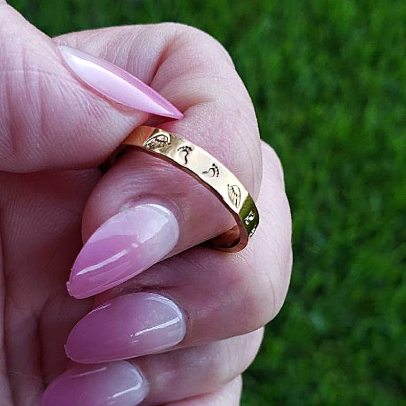 Infant Loss Memorial Ring - Personalized Baby Feet and Angel Wings Band image 16