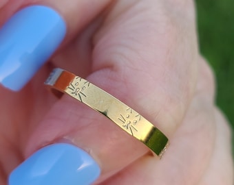 Anillo de mamá gata, anillo apilable de gatito dorado, joyería de gatito plateada