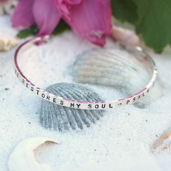 Hand Stamped Bible Bangle Bracelet