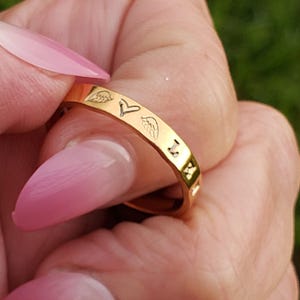 Personalized Memorial Ring: Stainless Steel Angel Wing Jewelry