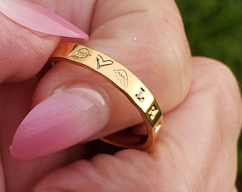 Personalized Memorial Ring: Stainless Steel Angel Wing Jewelry