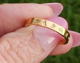 Mommy of an Angel Ring - Custom Name Date 3mm Stainless Steel Band