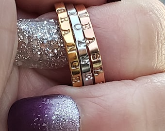Personalized Christian Ring: Hand Stamped Religious Stainless Steel Ring