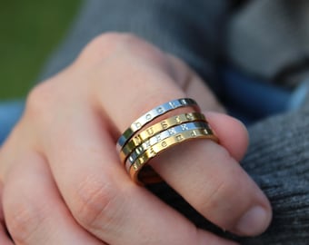 Custom Date Ring · Gold or Silver Roman Numeral Band · Special Anniversary Date Jewelry · Dainty Stacker · Memorial Gift For Her Ring Band