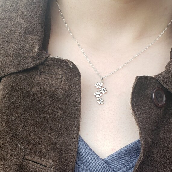 Sterling Silver Paw Print Necklace: Pet Lover Gift