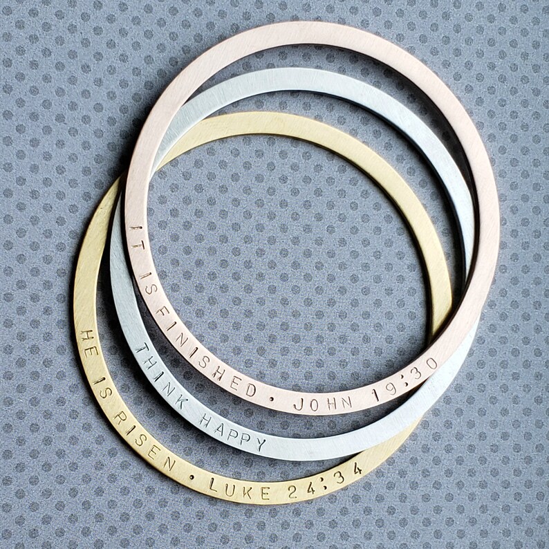 Phrase Stainless Steel Personalize Bangle Names Silver Rose or Gold Custom Bangle Bracelet Personalize Quote Mother/'s Gift Scripture
