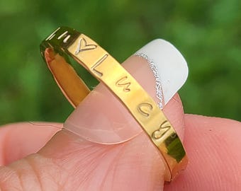 Custom Name Stacking Ring • Hand Stamped Stainless Steel, 3mm