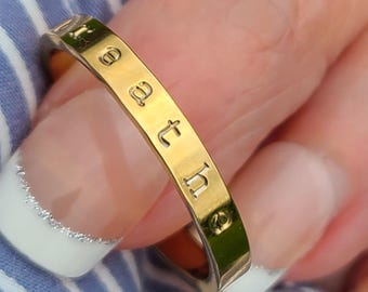 Bague Just Breathe en acier inoxydable • Bijoux avec affirmation estampée à la main
