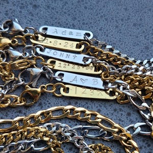 Personalized Engraved Chain · Men&#39;s Stainless Steel Chain Necklace · Custom Stamped Chain · Waterproof Jewelry · Couple’s Necklace