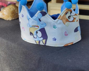 Bluey Fabric Crown: Handmade Kids Birthday Party Hat