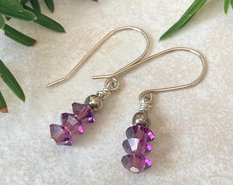 Amethyst Purple Swarovski Crystal & Sterling Silver Earrings