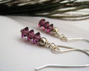 Amethyst Purple Swarovski Crystal & Sterling Silver Earrings