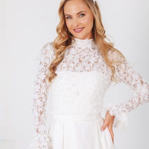 Elegant floral bridal blouse, Wedding lace bolero, Bridal overlay, Bride dress topper, Wedding dress cover up, Bridal jacket sheer