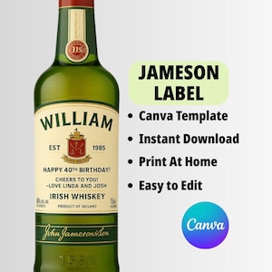 Personalized Whiskey Label Canva Template: Custom Birthday Gift (Digital Download)