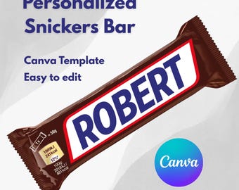 Custom Snickers Bar Wrapper: Printable Birthday Gift (Canva Template)