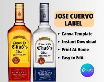 Jose Cuervo Tequila Label: Editable Birthday Party Favor Template (Canva, Instant Download)