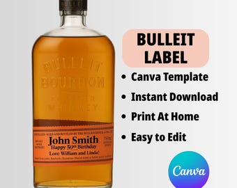 Bulleit Bourbon Label: Editable Canva Template (Digital Download)