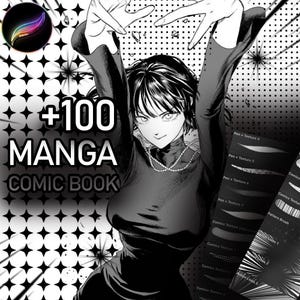 100+ Procreate manga screentone brushes, halftone comic brushes, halftone textures and Stamps, screenstone texture comic procreate brushset