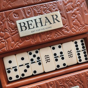Handmade Resin Domino Set in Leather Case | Premium Game Night Gift
