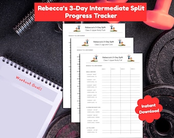 Rebecca Kennedy 3-Day Split Tracker, Peloton Strength Training Log (PDF)