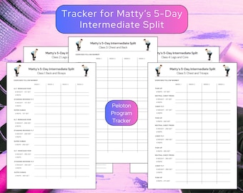 Matty Maggiacomo 5-Day Intermediate Split Tracker, Peloton Strength Program Log, Printable Workout Planner for Lifting and Weight Training