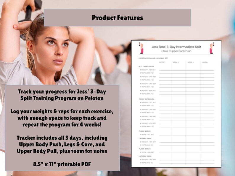 Jess Sims 3 Day Intermediate Split Tracker, Peloton Strength Program ...