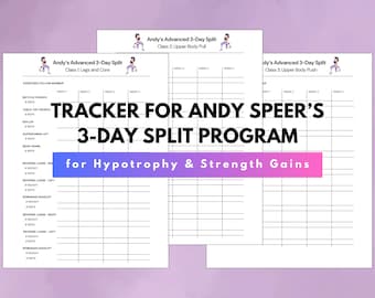 Peloton Andy Speer 3-Day Split Tracker, Strength & Hypertrophy (Printable PDF)