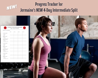 Jermaine Johnson NEW 4-Day Intermediate Split Progress Tracker | Peloton Strength Log PDF | Track Weights & Reps | Multiweek Workout Plan